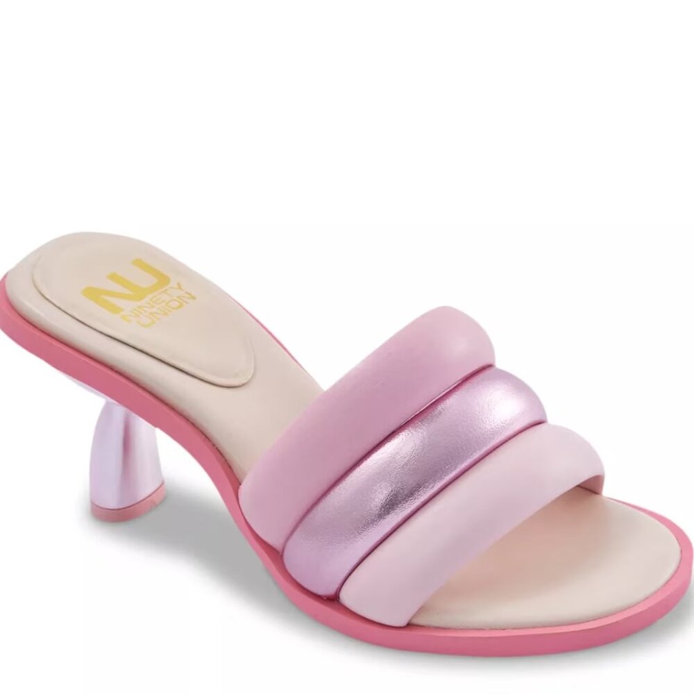 NU Pink Padded Mule Sandals — Metallic Pink & Light Pink